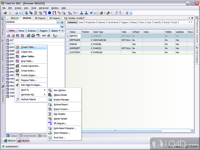 TOADÂ® for DB2 is a database development solution - Screenshot of TOAD for DB2