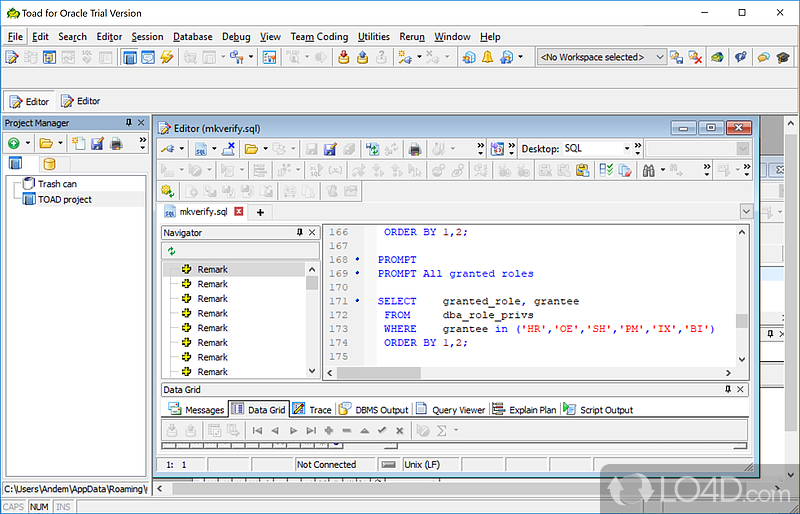 Easily edit and design MySQL databases, tables and navigate them - Screenshot of TOAD for Oracle