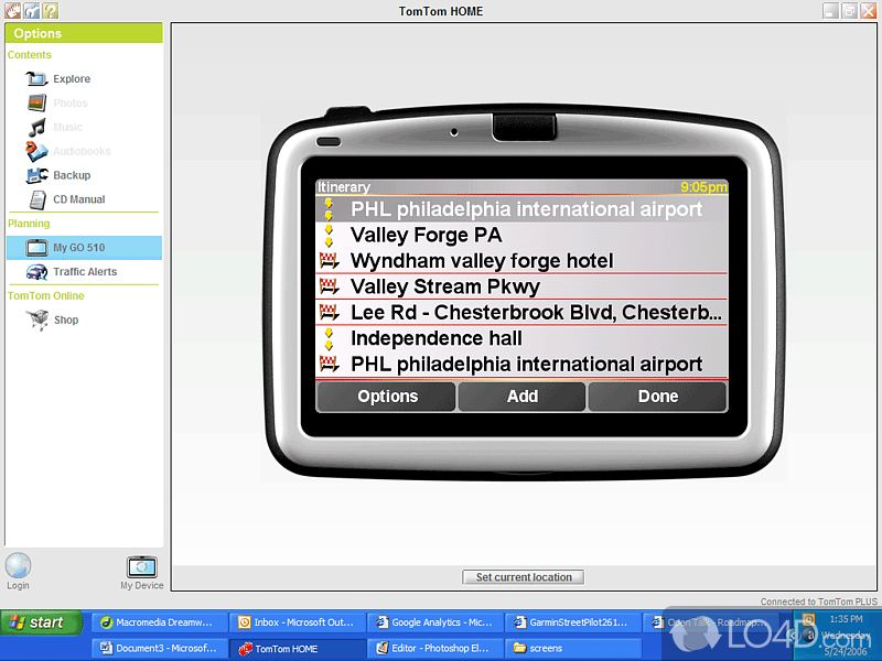 Manage, update, backup and restore the TomTom GPS device - Screenshot of TomTom HOME