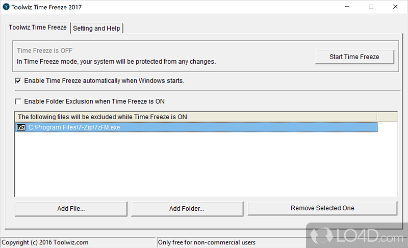 Seamlessly active and deactivate the Time Freeze monitor - Screenshot of ToolWiz Time Freeze