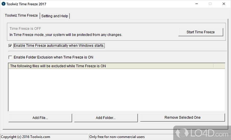 Ensure PC security by restoring Windows settings to default - Screenshot of ToolWiz Time Freeze