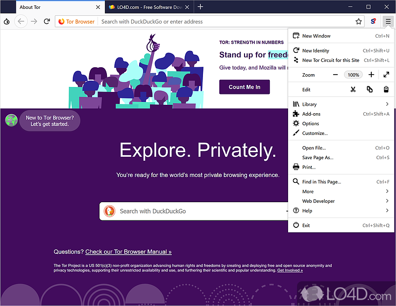 Making sure you surf the web hidden - Screenshot of Tor Browser