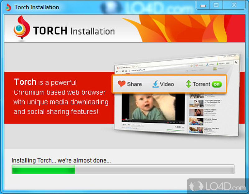 Popular browser with features for social media - Screenshot of Torch Browser