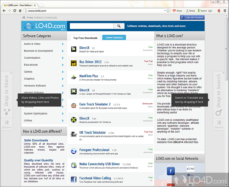 Torch Browser: User interface - Screenshot of Torch Browser