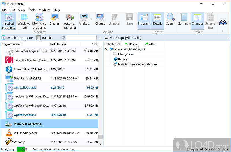 Powerful software that helps you uninstall programs including registry entries - Screenshot of Total Uninstall