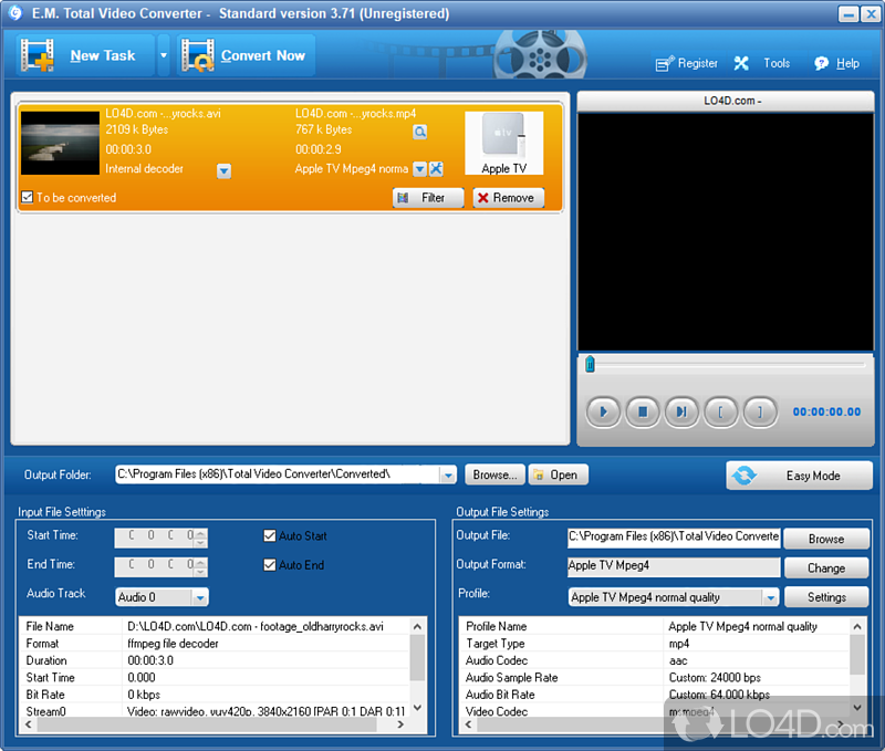 Media player, burner, and advanced options - Screenshot of Total Video Converter