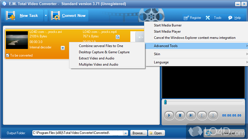 Conversion options - Screenshot of Total Video Converter