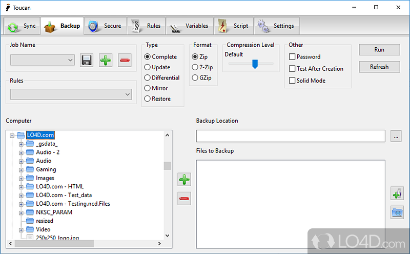 Toucan: Make backups - Screenshot of Toucan
