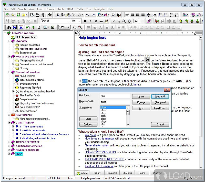Organize your files easily - Screenshot of TreePad Business Edition