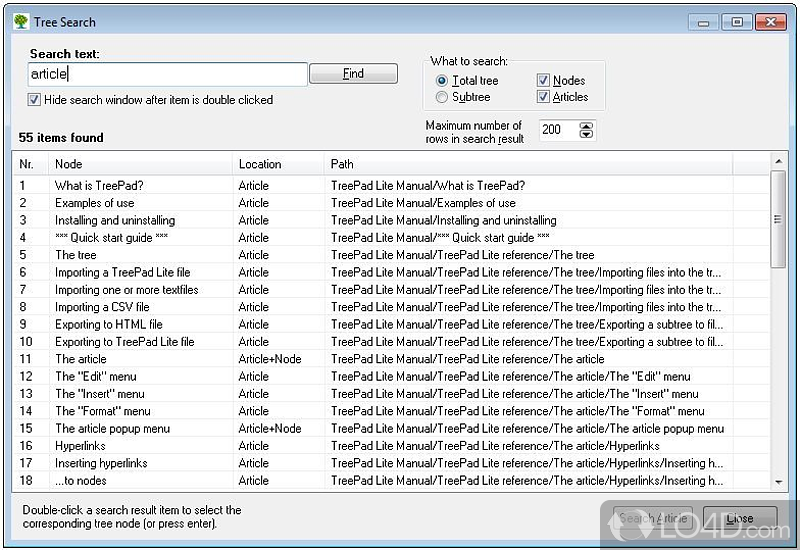 A reliable personal information manager tool - Screenshot of TreePad Lite
