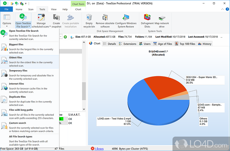 Check out detailed info about your hard drives - Screenshot of TreeSize Professional