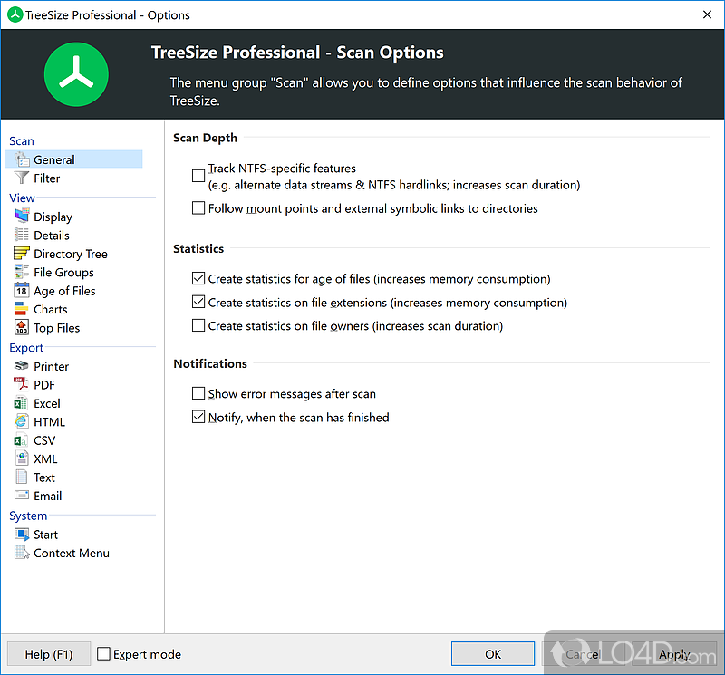 A powerful and comprehensive hard disk space manager - Screenshot of TreeSize Professional