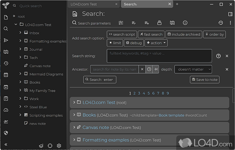 Includes exhaustive sample project - Screenshot of Trilium Notes