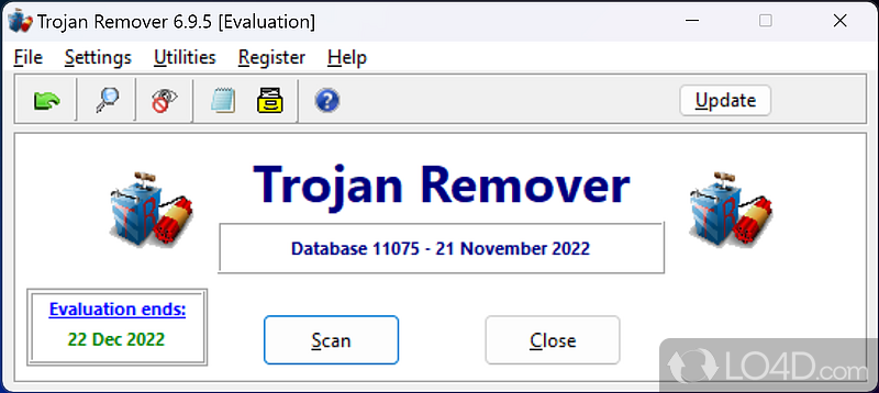 Perform on-demand scans and identify not only Trojans, but viruses, spyware, adware, worms and other forms of malware agents too - Screenshot of Trojan Remover