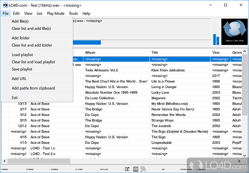 Media player with support for tags, audio, etc - Screenshot of Trout