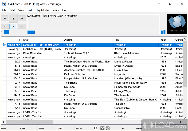 Small and audio player with extensive format support, with a tag editor, playlists, search tool and many others - Screenshot of Trout