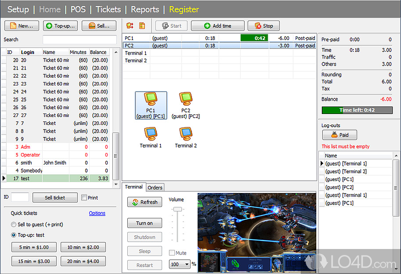 Friendly cyber cafe software with thin client and Wi-Fi billing support - Screenshot of TrueCafe