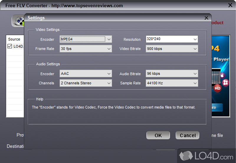Convert FLV files to video formats like WMV, AVI, MP4, MPG, etc - Screenshot of Free FLV Converter