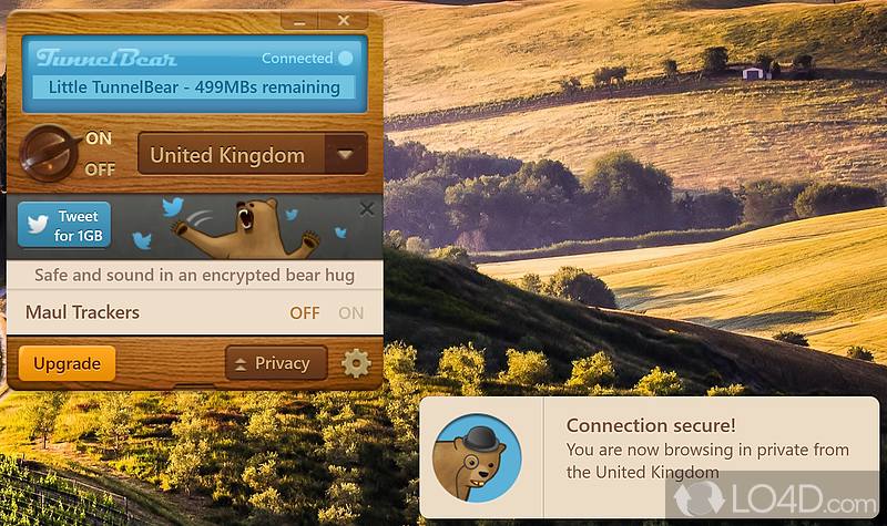 Reliable VPN alternative - Screenshot of TunnelBear