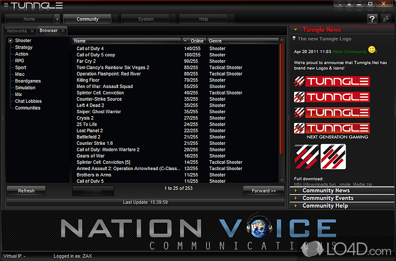 VPN tool which can easily play LAN games with friends, without being restricted by geography - Screenshot of Tunngle