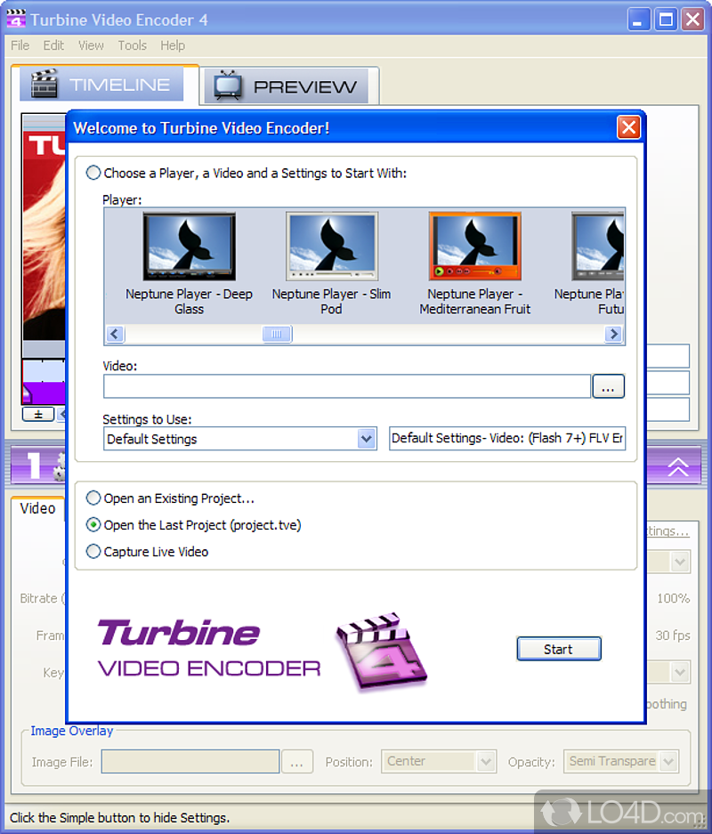 Sleek graphical interface with plenty of tools at hand - Screenshot of Turbine Video Encoder