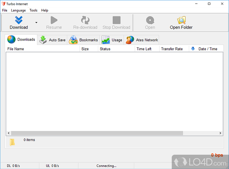 Turbo Internet Accelerator: User interface - Screenshot of Turbo Internet Accelerator