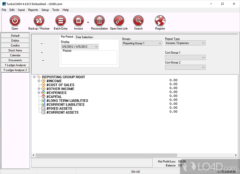 TurboCash: User interface - Screenshot of TurboCash