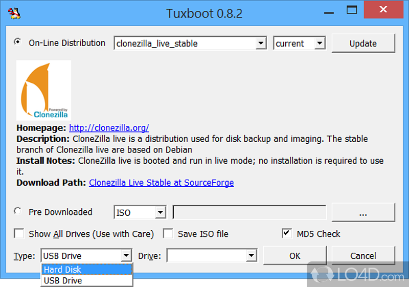 Make bootable USB drives - Screenshot of Tuxboot