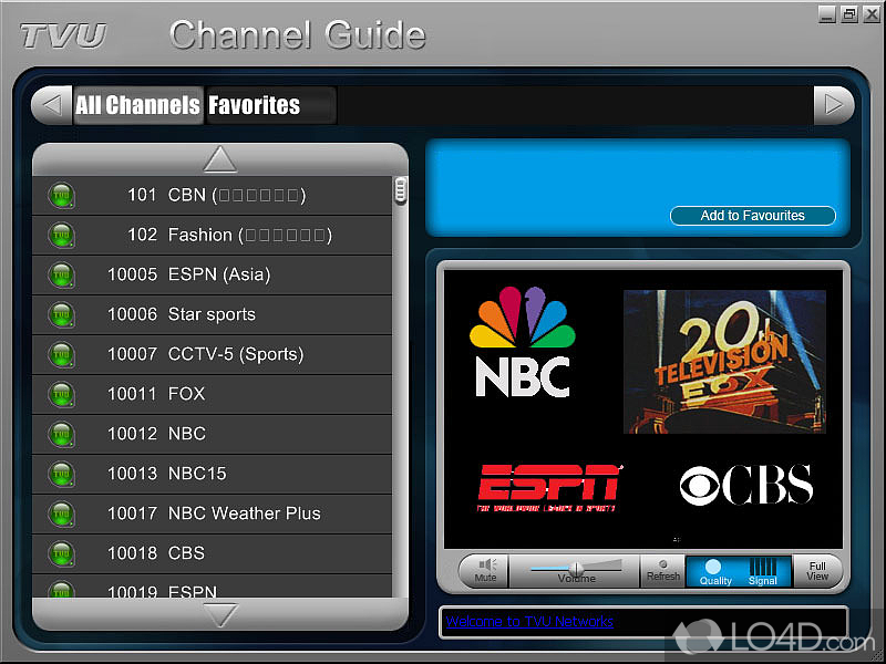 Enables viewers to watch high quality live Television programs around the world - Screenshot of TVUPlayer
