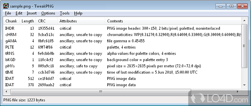 Allows you to view and modify Network Graphics files - Screenshot of TweakPNG