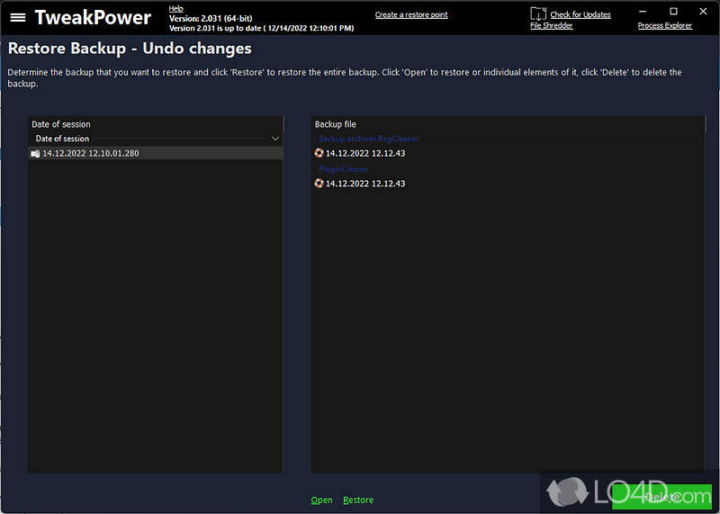 Clean up the registry - Screenshot of TweakPower