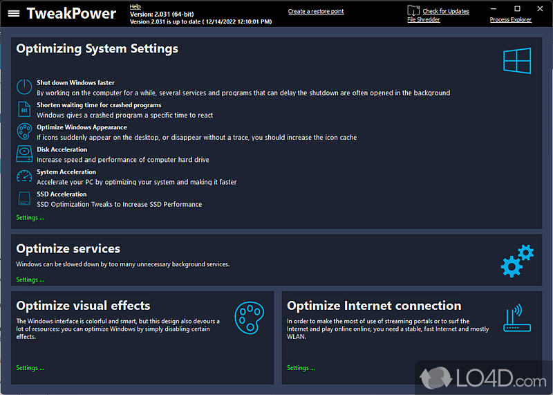 Protects users from PC problems - Screenshot of TweakPower