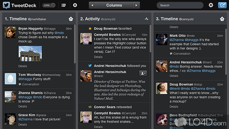 Powerful Twitter clients that provides its users with a functional - Screenshot of TweetDeck