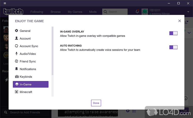 Twitch Windows 10 app - Screenshot of Twitch Desktop App