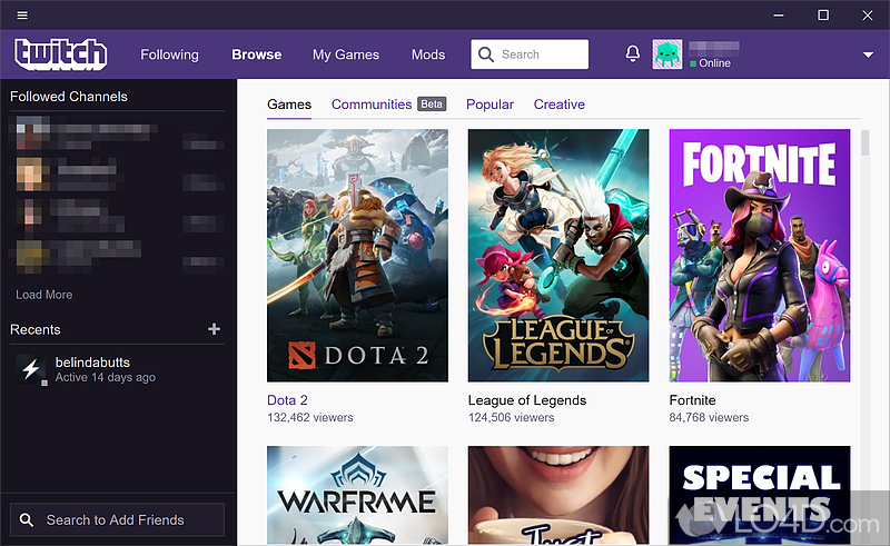 twitch desktop web browser