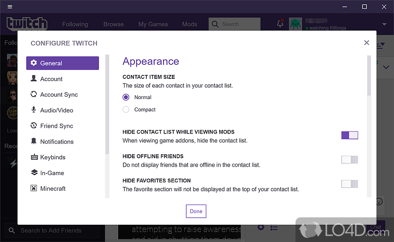 Includes all the features present in the web version - Screenshot of Twitch Desktop App