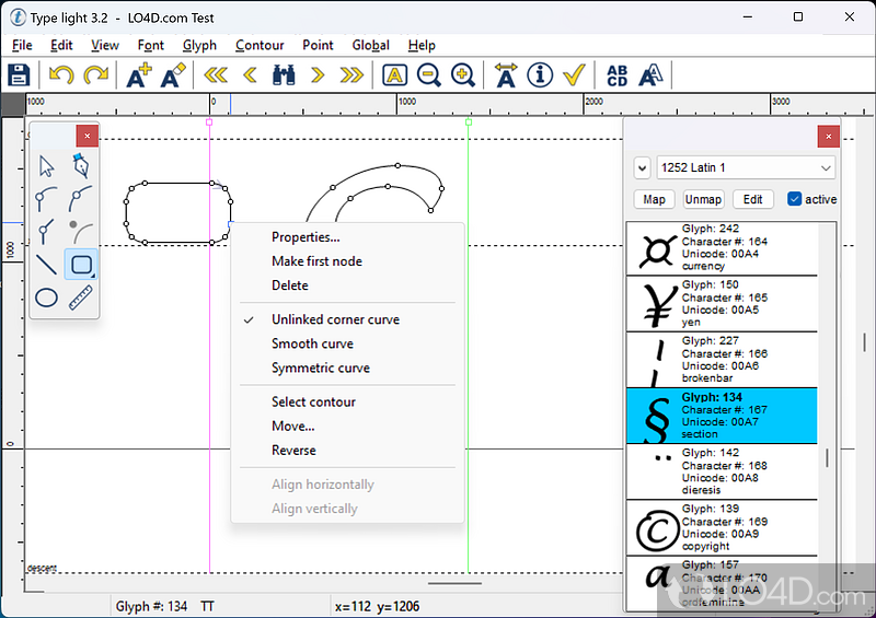 Create or edit TrueType, OpenType fonts - Screenshot of Type light