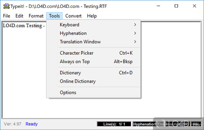 Type IPA phonetic symbols and foreign characters - Screenshot of Typeit!