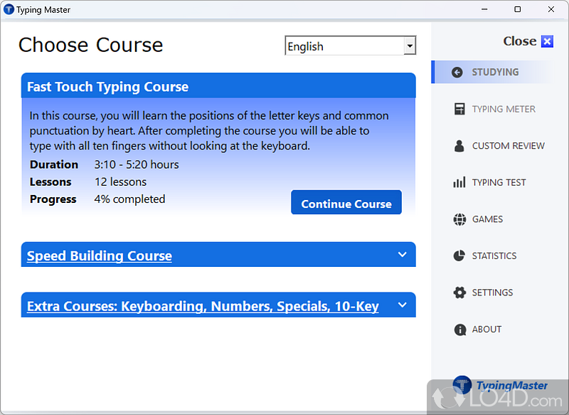 Cumulative curriculum - Screenshot of Typing Master