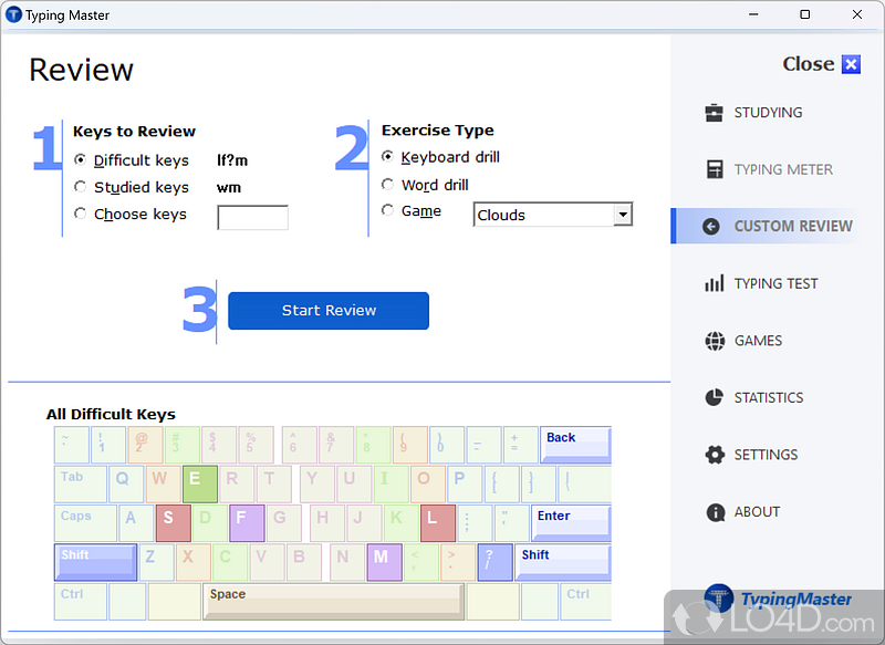 Typing Master: Analysis widget - Screenshot of Typing Master