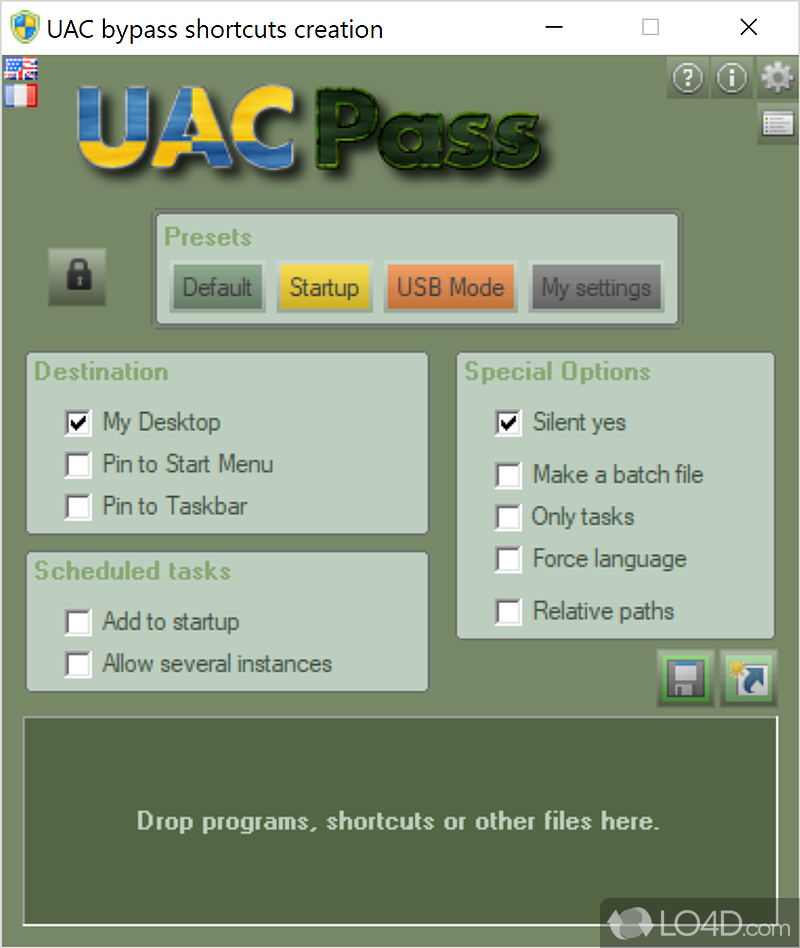 Can deactivate User Account Control (UAC) for selected apps, without deactivating it altogether - Screenshot of UAC Pass