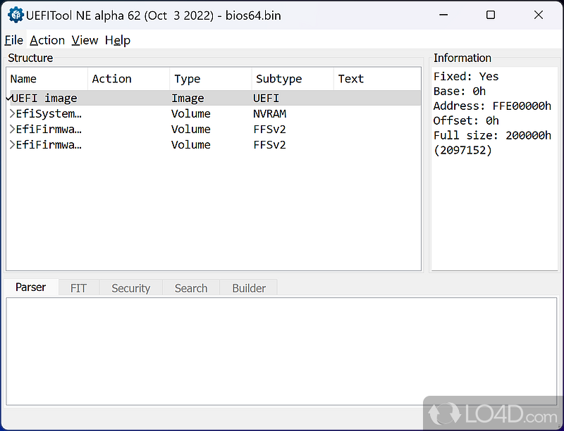 Delivers a means for viewing and editing UEFI firmware in a convenient manner - Screenshot of UEFITool