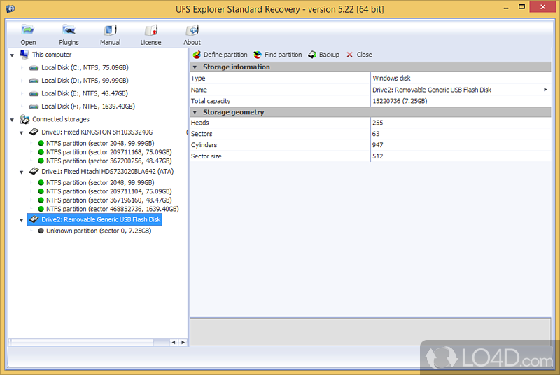 Lets you view and recover files and folders that are located on computer in blocked - Screenshot of UFS Explorer Standard Access
