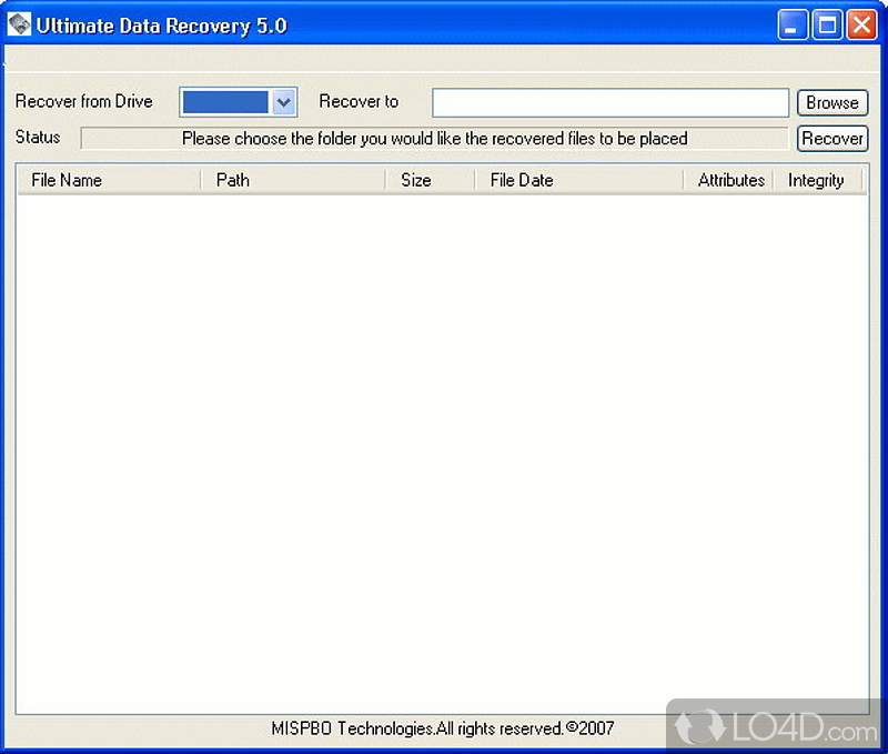 Data recovery software - Screenshot of Ultimate Data Recovery
