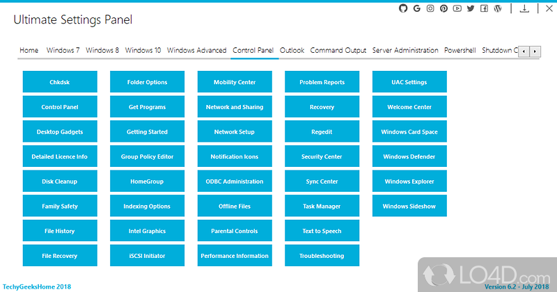 Ultimate Settings Panel: A handy program - Screenshot of Ultimate Settings Panel