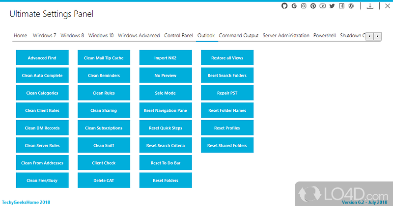 All in one settings, tweaking and configuration solution for Windows users - Screenshot of Ultimate Settings Panel