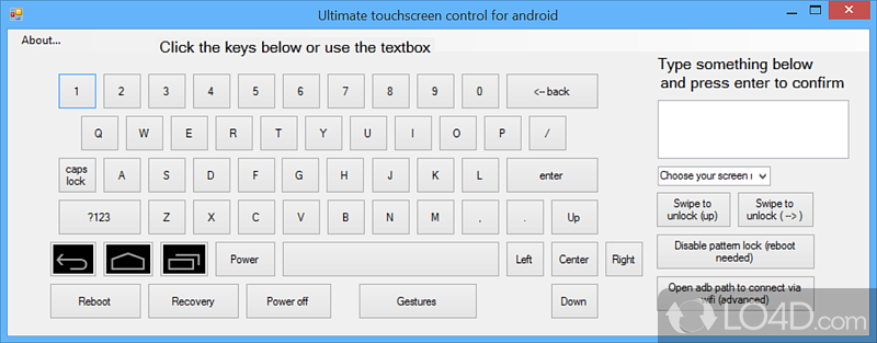 Control an Android phone from Windows - Screenshot of Ultimate Touchscreen Control For Android