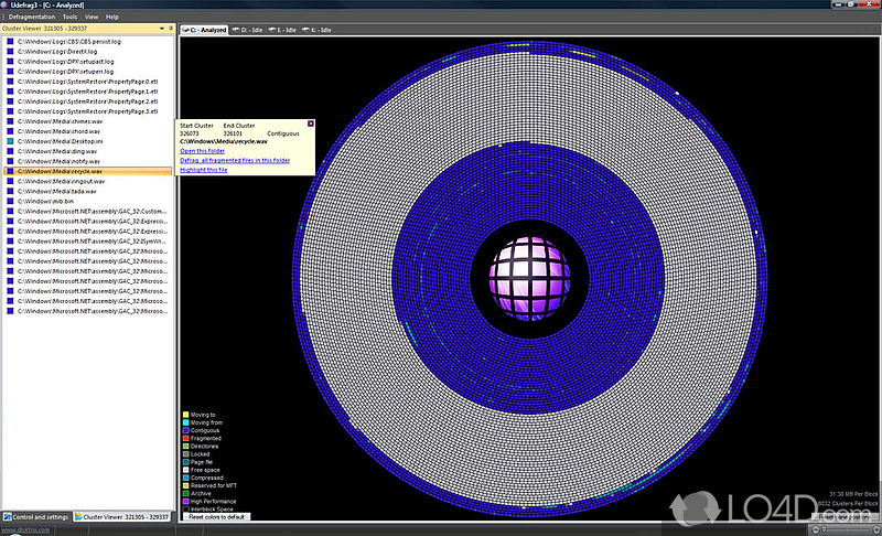 Smart defragmentation - Screenshot of UltimateDefrag