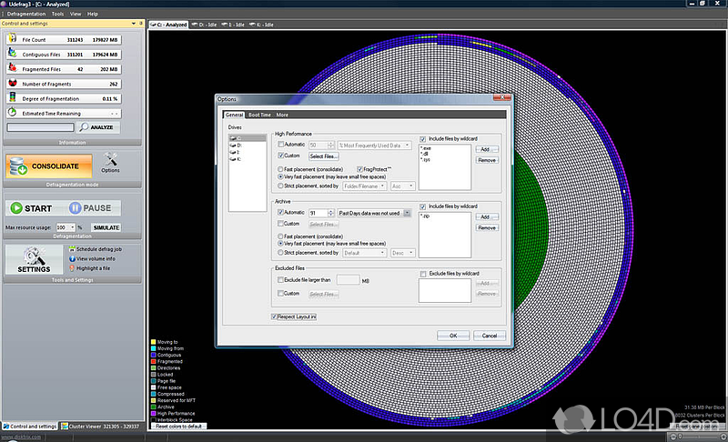 Highly flexible and efficient defrag tool - Screenshot of UltimateDefrag