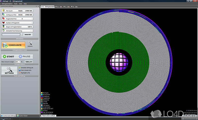 Defragmenter And Hard Drive Optimizer - Screenshot of UltimateDefrag